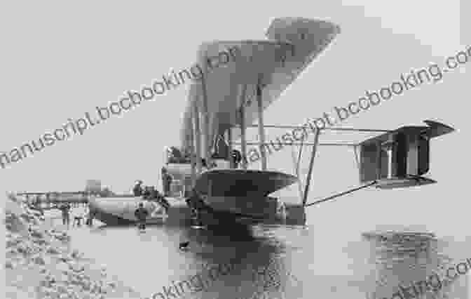 A Black And White Photo Of The Curtiss Pusher Seaplane, With The Words 'Glenn Curtiss, Curtiss Pusher Seaplane' Written Above Unlocking The Sky: Glenn Hammond Curtiss And The Race To Invent The Airplane