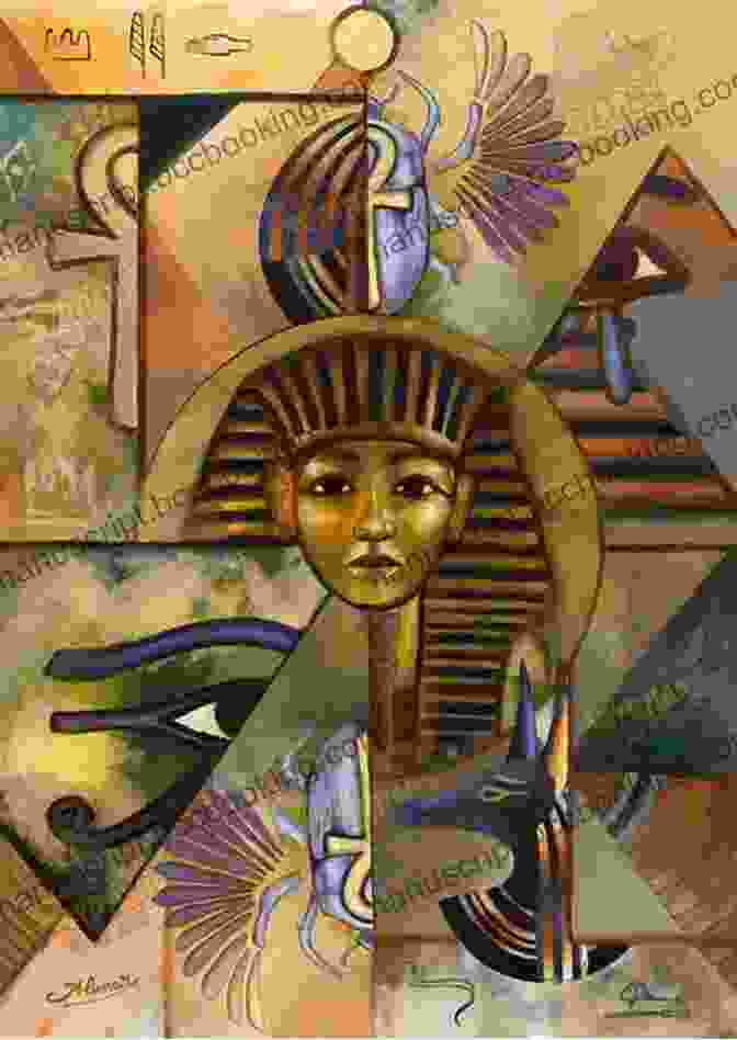 Abstract Painting Of A Pharaoh In Deep Blues And Golds, Conveying Power And Authority Ancient Egypt In 12 Abstract Art Paintings Of Contemporary Expressionism