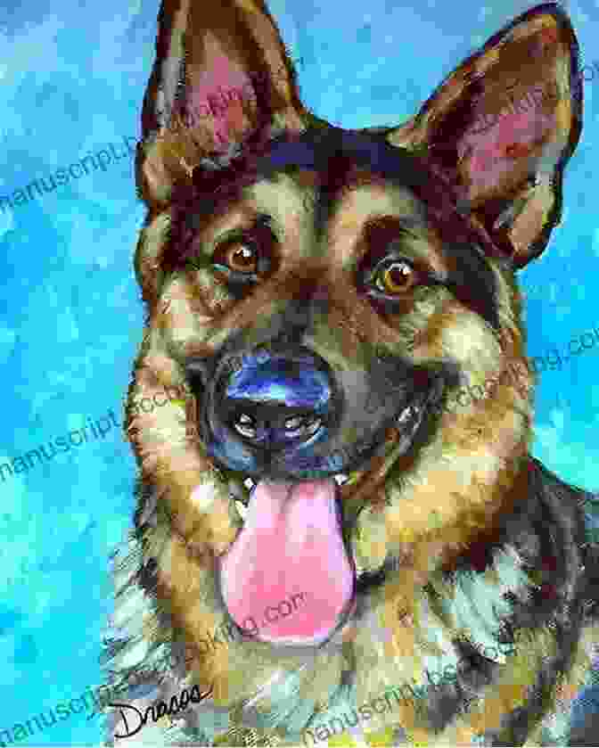 Abstract Portrait Of A German Shepherd Dog, Highlighting Its Intelligent And Expressive Gaze German Shepherd Dogs Abstract Art Paintings Of Contemporary Expressionism