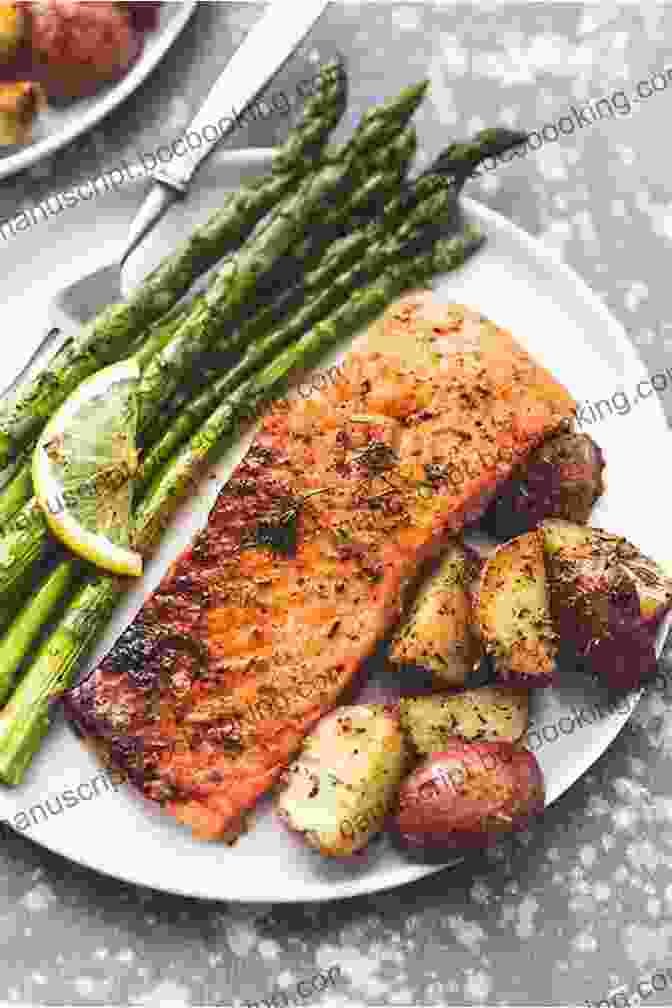 Image Of A Delicious Healing Hormone Reset Diet Recipe: Pan Seared Salmon With Roasted Asparagus And Sweet Potato The Ultimate Healing Hormone Reset Diet Cookbook: Healthy Recipes To Reverse Weight Gain Fatigue Infertility