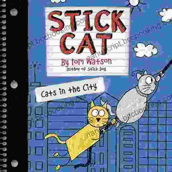 Stick Cat Standing On A Traffic Light, Surrounded By The City Skyline Stick Cat: Cats In The City