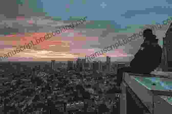 Stick Cat Standing On The Edge Of A Building, Overlooking The City Skyline Stick Cat: Cats In The City